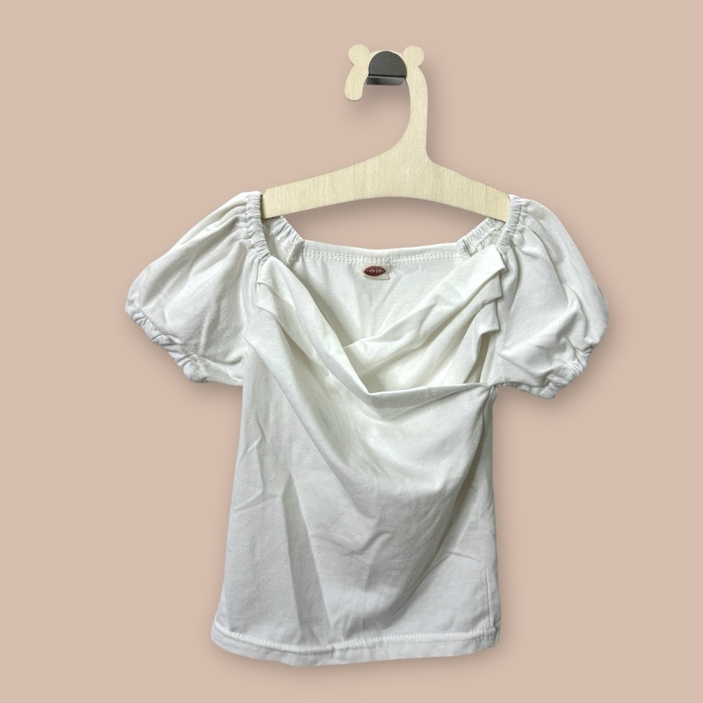3/$25 Decorative White Puff Sleeve Tee 90cm